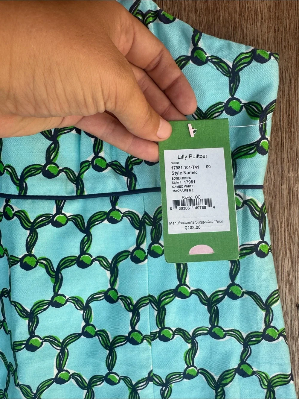 Lilly Pulitzer NWT Turquoise & Navy Knot-Print Mini Dress - Picture 2 of 6
